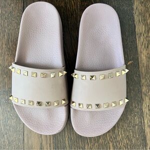 Valentino Rockstud rubber pool slides sandals